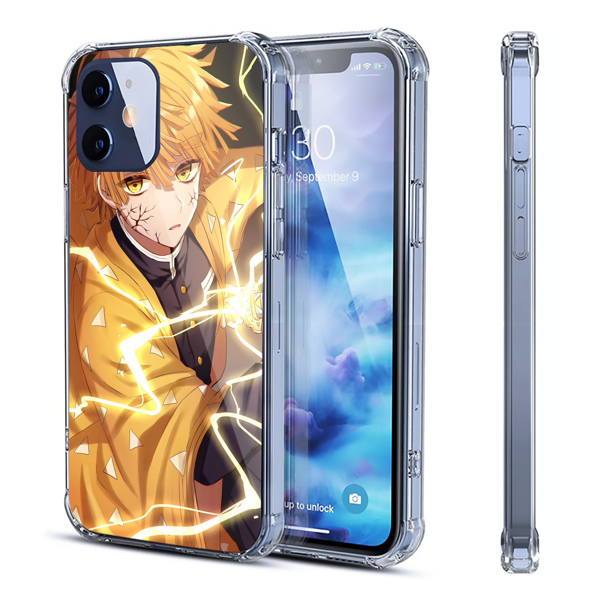 （画像用） 鬼滅の刃（きめつのやいば）我妻 善逸／あがつま ぜんいつ Agatsuma Zenitsu 【iPhone 12シリーズ対応】透明スマホケース（クリアソフトケース）